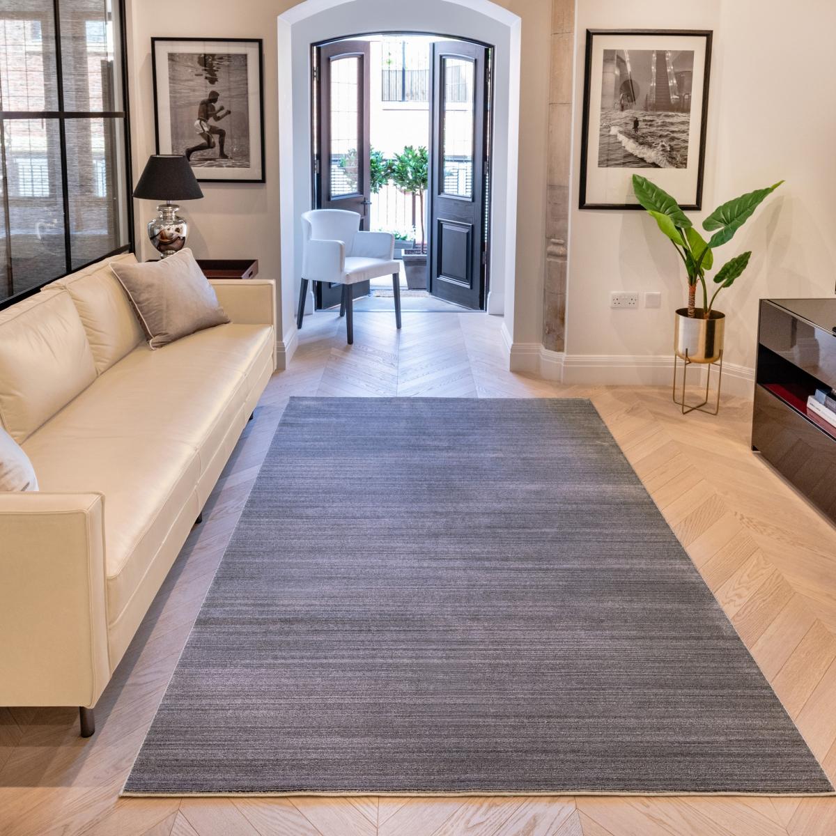 Uni Abstract Striped UNI903 Rugs in Grey – image 1