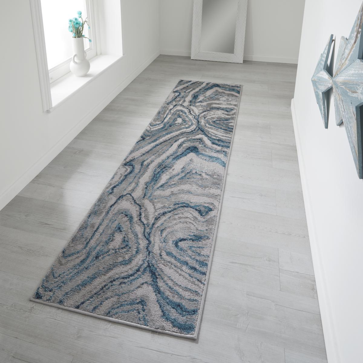 Zoe 2063 L Runner Rugs in Marble Blue Grey 60x230cm – image 1