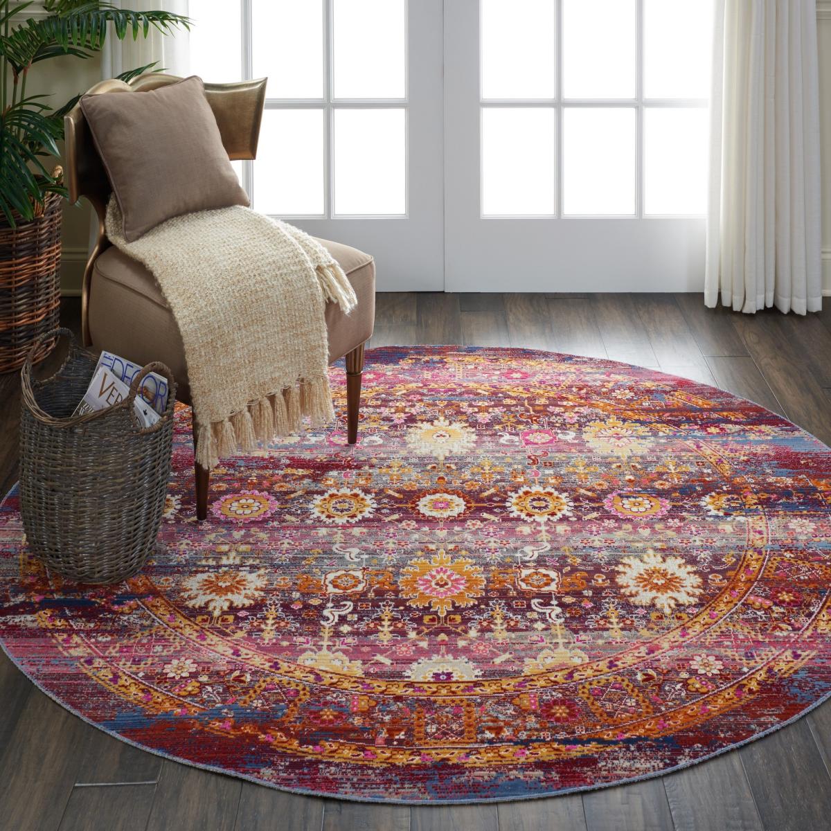 Vintage Kashan Circluar Rugs VKA03 by Nourison in Red Multi 122x122cm – image 1