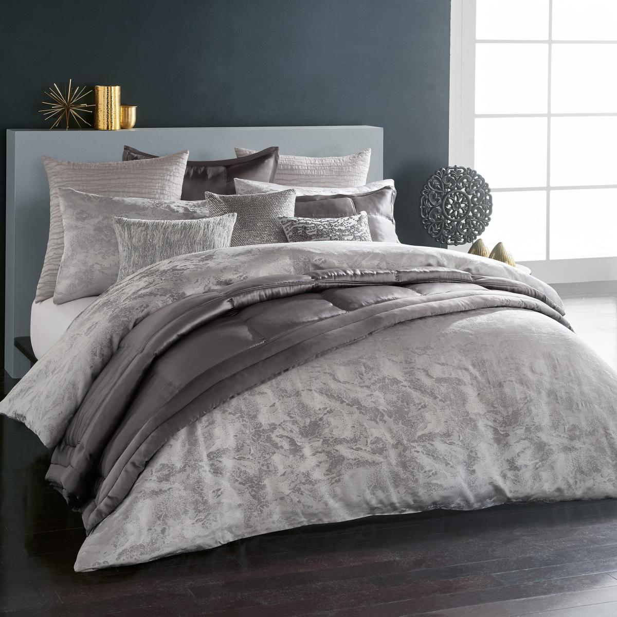 Donna Karan Luna Jacquard Bedding in Platinum Grey 220x260cm – image 2