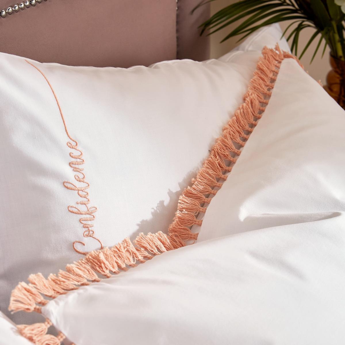 Confidence Fringed Bedding by Katie Piper in Grapefruit200x200cm – image 3