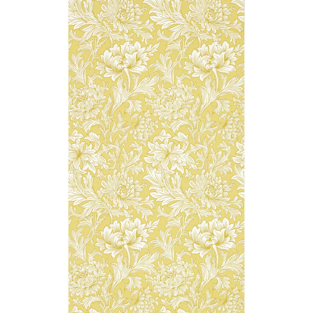 Chrysanthemum Toile Wallpaper 217068 by Morris & Co in Weld Yellow Roll – image 1