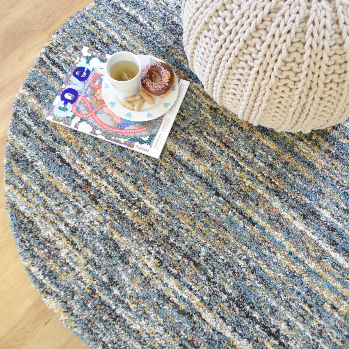 Mehari 23067 5949 Abstract Shaggy Circle Rugs in Blue 200x200cm – image 4