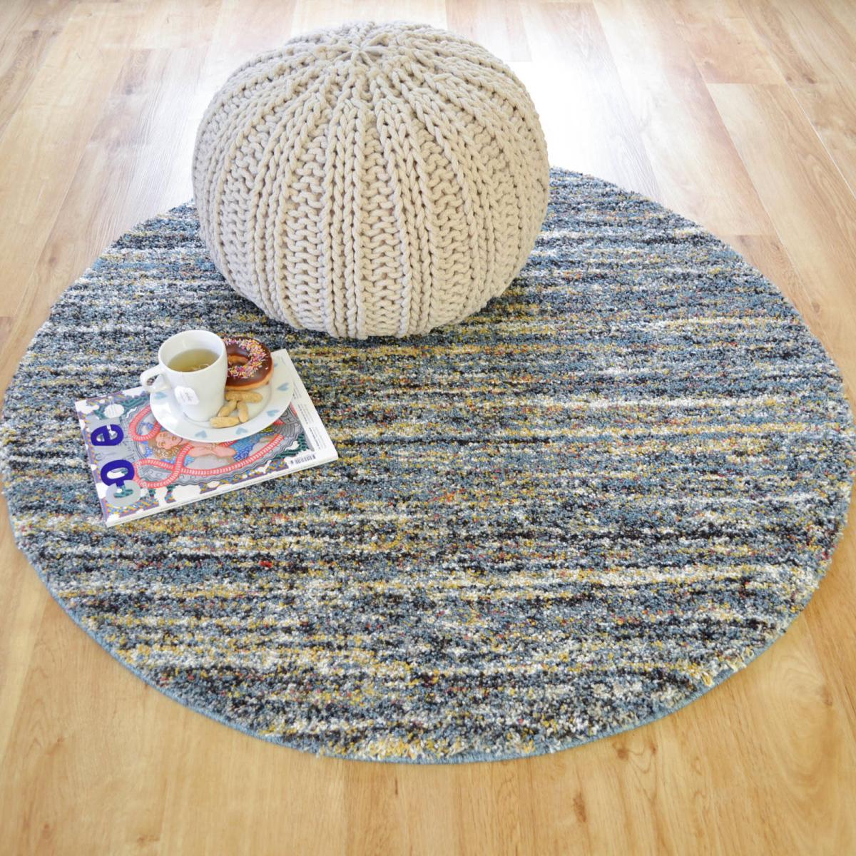 Mehari 23067 5949 Abstract Shaggy Circle Rugs in Blue 200x200cm – image 5