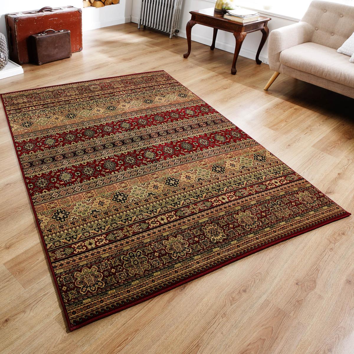 Kendra 135R Traditional Persian Stripe Rugs in Red 240x340cm – image 1