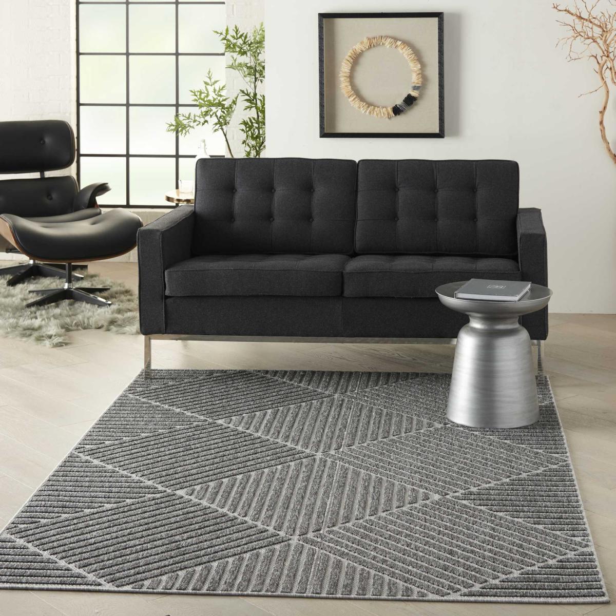 Cozumel CZM05 Indoor Outdoor Geometric Rugs in Dark Grey – image 2