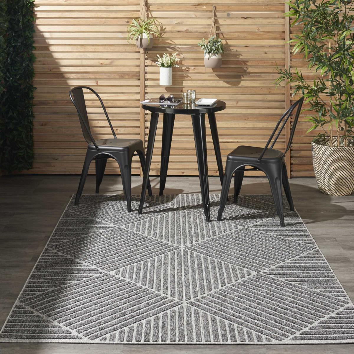 Cozumel CZM05 Indoor Outdoor Geometric Rugs in Dark Grey – image 1