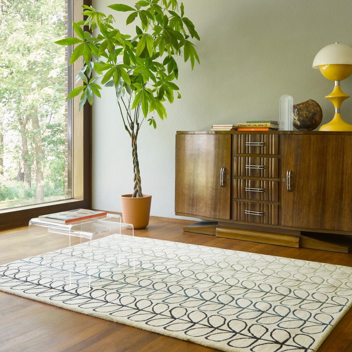 Linear Stem Ombre Wool Rugs 061107 in Basil By Designer Orla Kiely – image 1