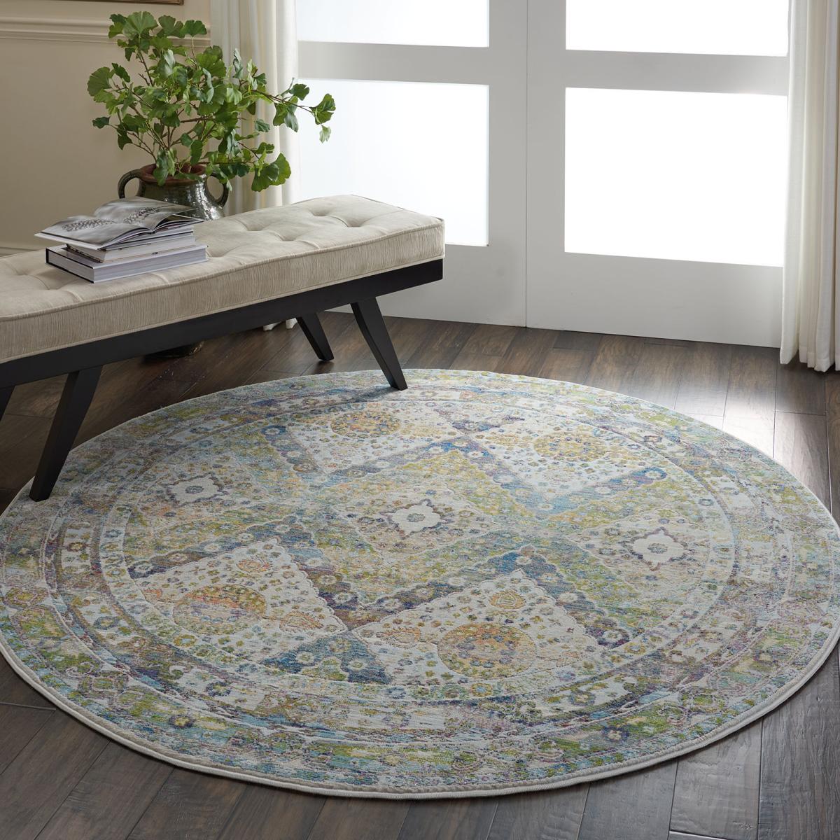 Ankara Global Circle Traditional Persian Rugs ANR07 in Blue Grey 183x183cm – image 1