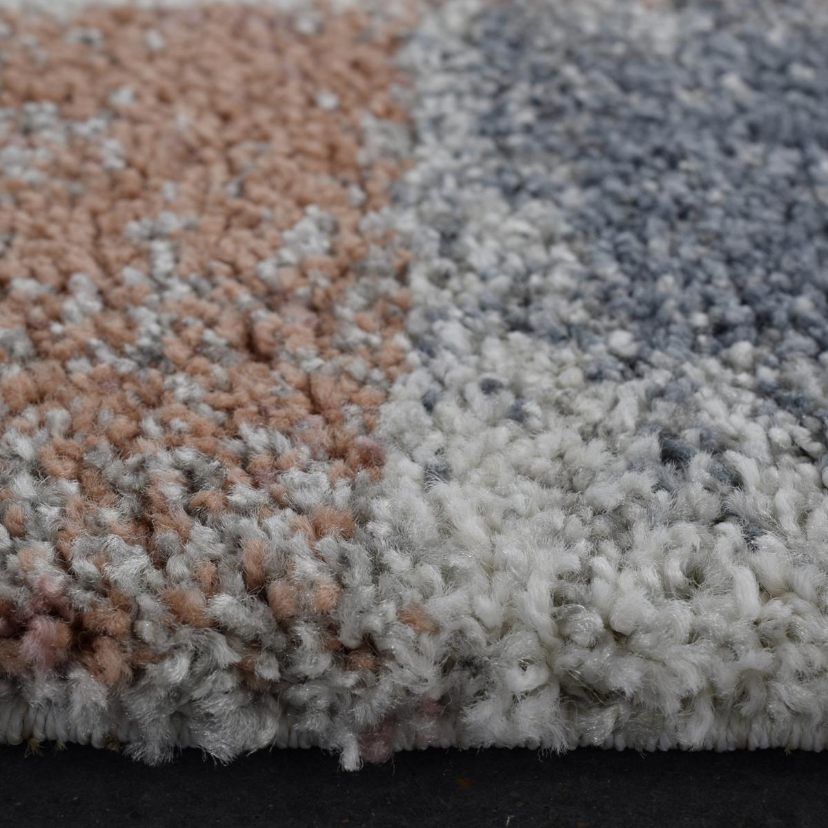 Mehari 23245 6464 Checkered Shaggy Runner Rugs in Multi Pastels 67x240cm – image 3