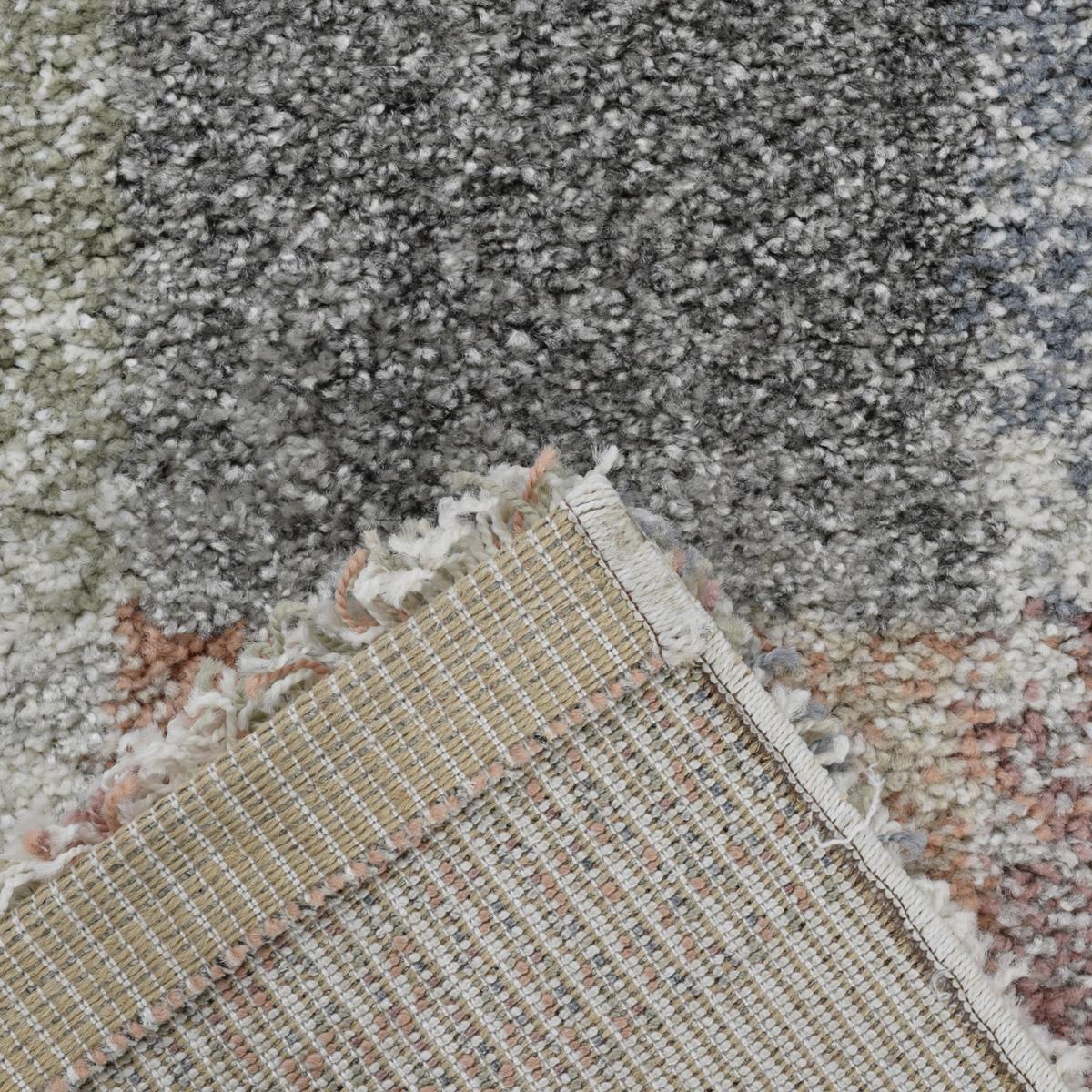 Mehari 23245 6464 Checkered Shaggy Runner Rugs in Multi Pastels 67x240cm – image 5