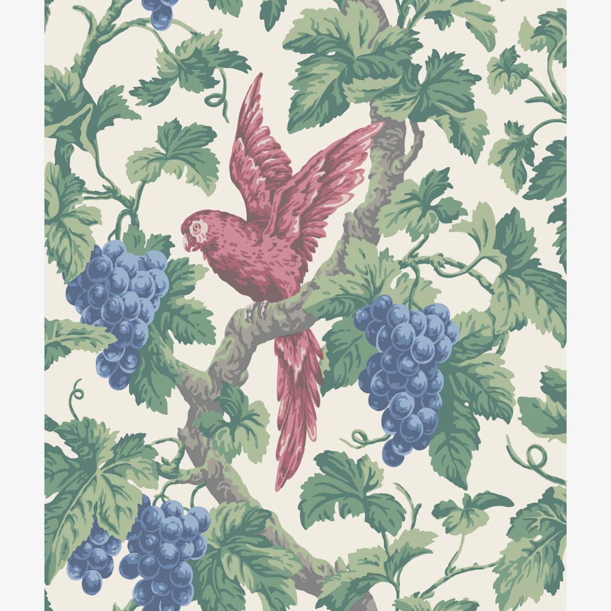Woodvale Orchard Wallpaper 116 5018 by Cole & Son in Rose Hyacinth and Forest GreenRoll