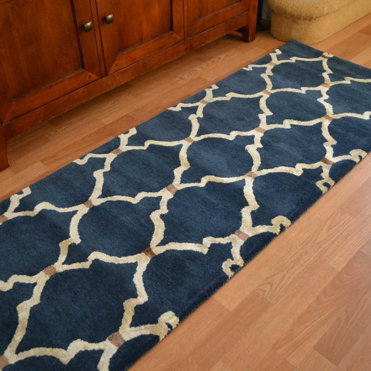 Empire Trellis Wool Runner Rugs in Indigo 45508 by Sanderson 67x230cm – image 2