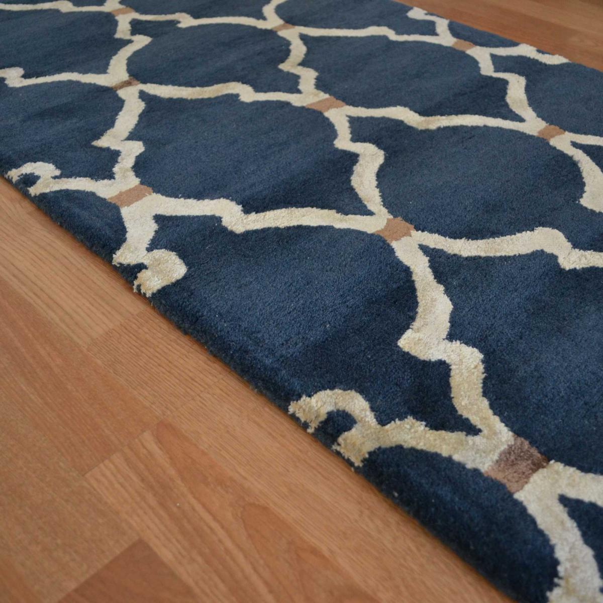 Empire Trellis Wool Runner Rugs in Indigo 45508 by Sanderson 67x230cm – image 3