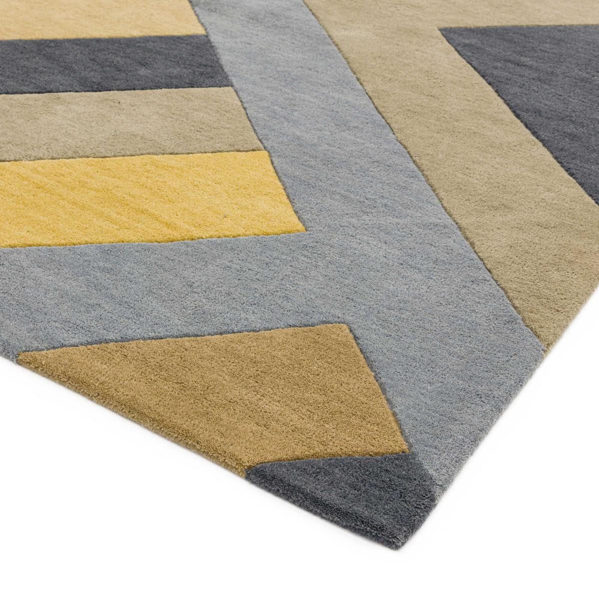 Reef Big Zig RF02 Geometric Wool Runner Rugs in Yellow Grey 66x200cm – image 2