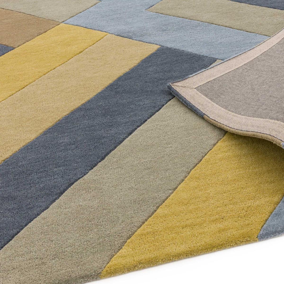 Reef Big Zig RF02 Geometric Wool Runner Rugs in Yellow Grey 66x200cm – image 3