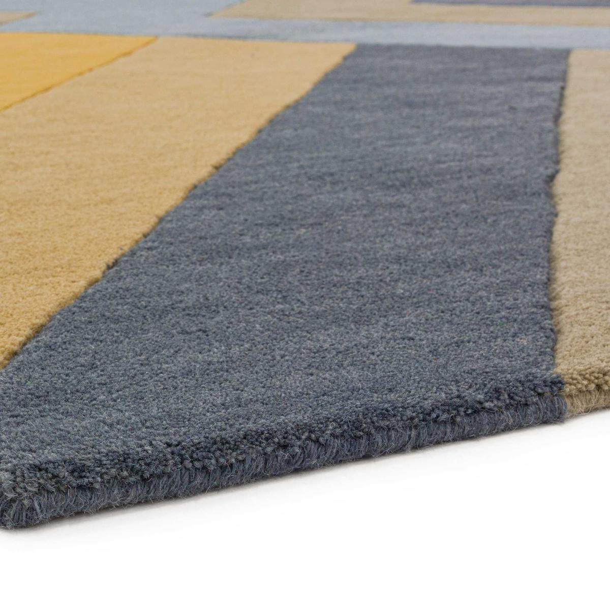 Reef Big Zig RF02 Geometric Wool Runner Rugs in Yellow Grey 66x200cm – image 4