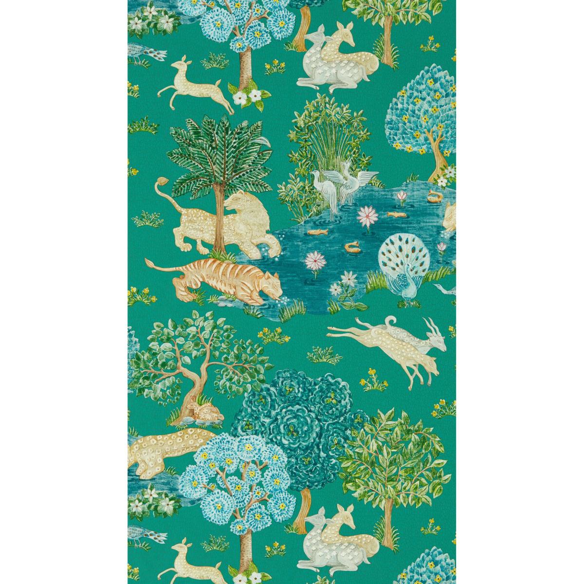Pamir Garden Wallpaper 216765 by Sanderson in Teal Peacock Green&nbsp;Roll – image 2