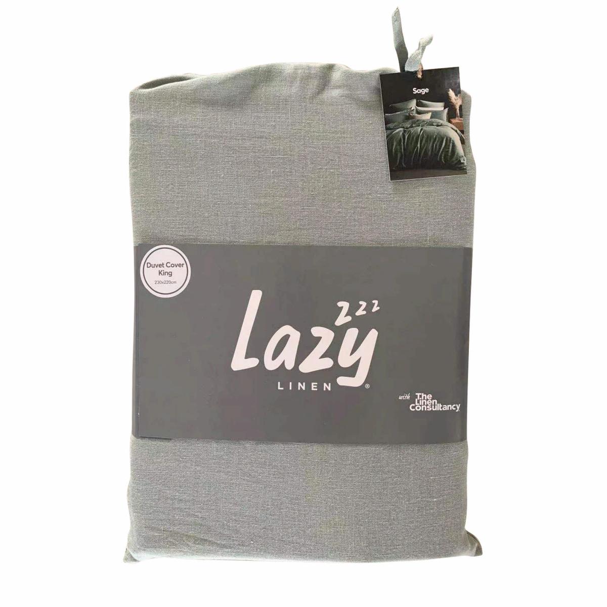 Lazy Linen Bedding Plain Sage Green Duvet Cover and Pillowcase&nbsp;200x200cm – image 3