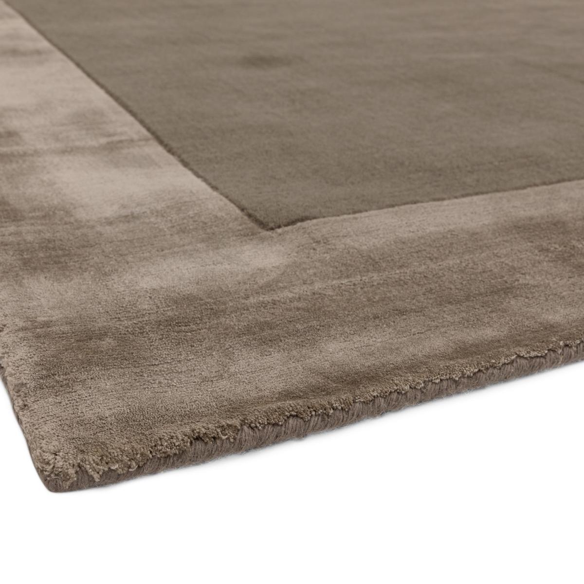 Ascot Plain Modern Bordered Wool Rugs in Taupe 200x290cm – image 3