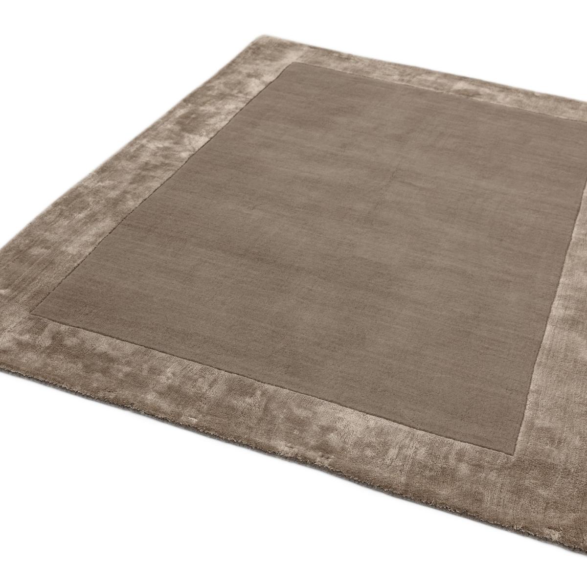 Ascot Plain Modern Bordered Wool Rugs in Taupe 200x290cm – image 1