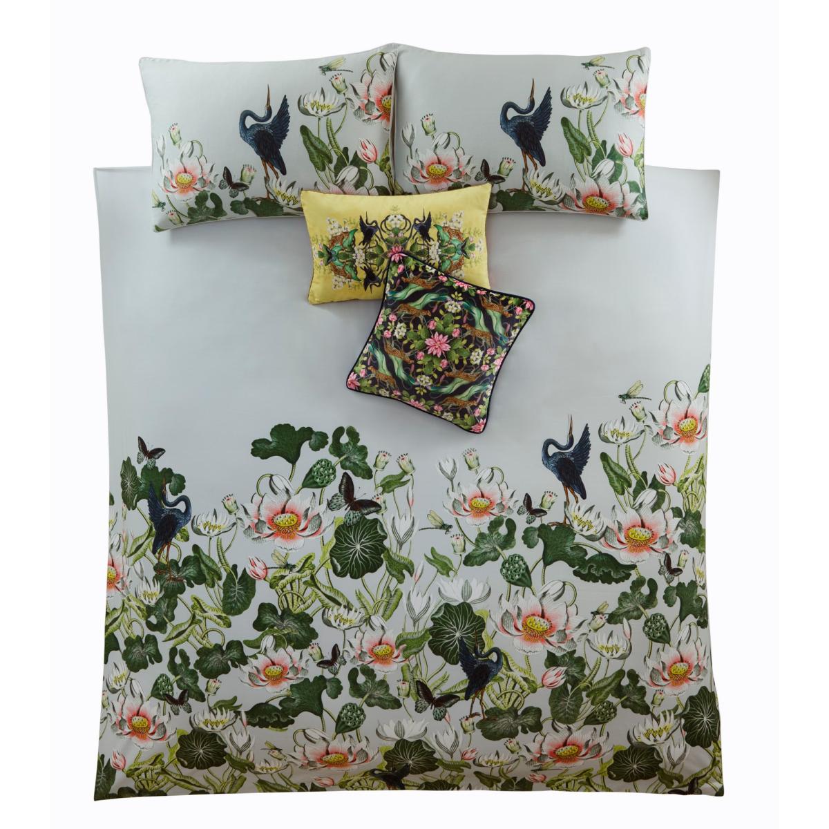 Waterlily Floral Bedding Duvet Cover and Pillowcase By Wedgwood in Dove Grey&nbsp;200x200cm – image 5
