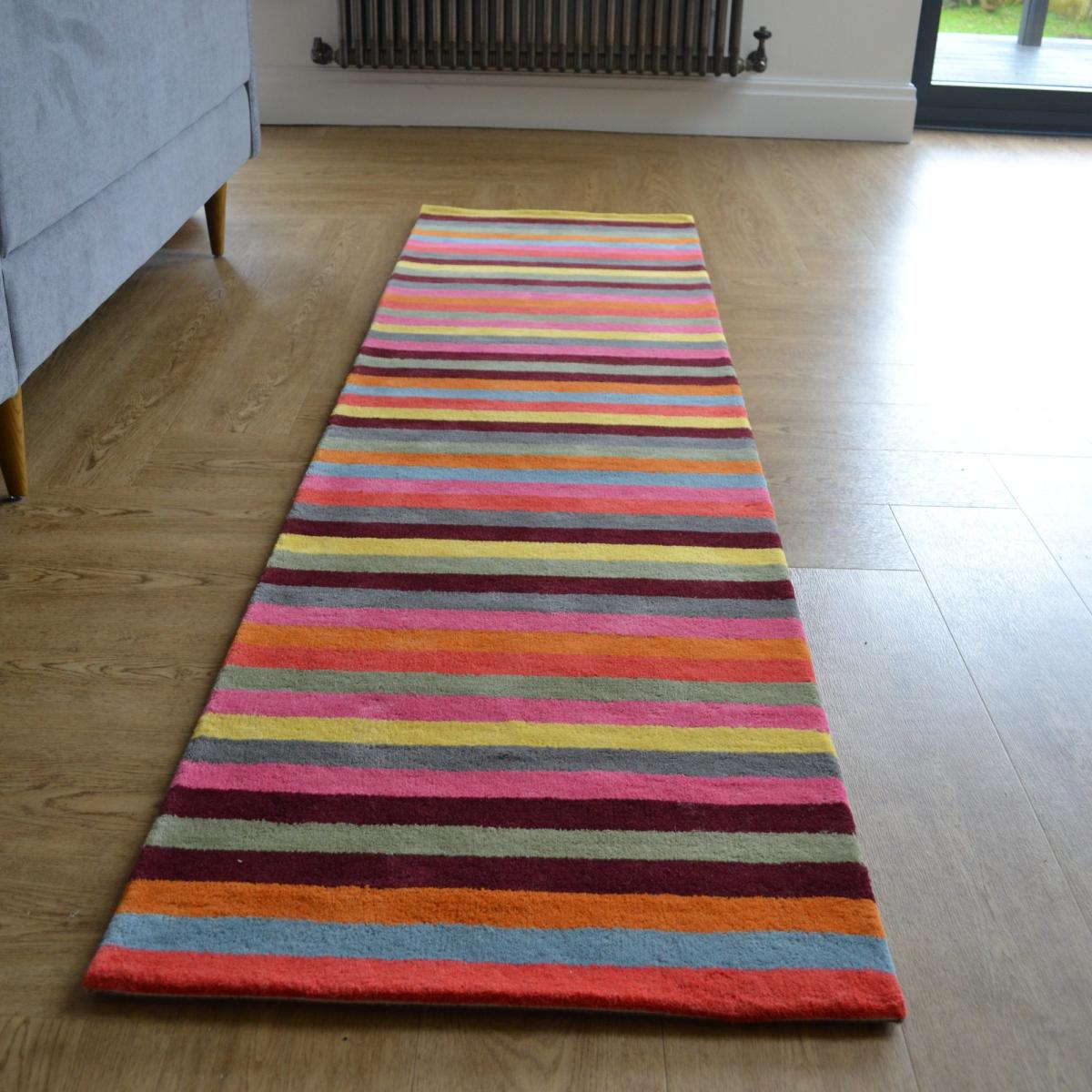 Wool Stripes Runner Rug in Light Multi 60x230cm – image 2
