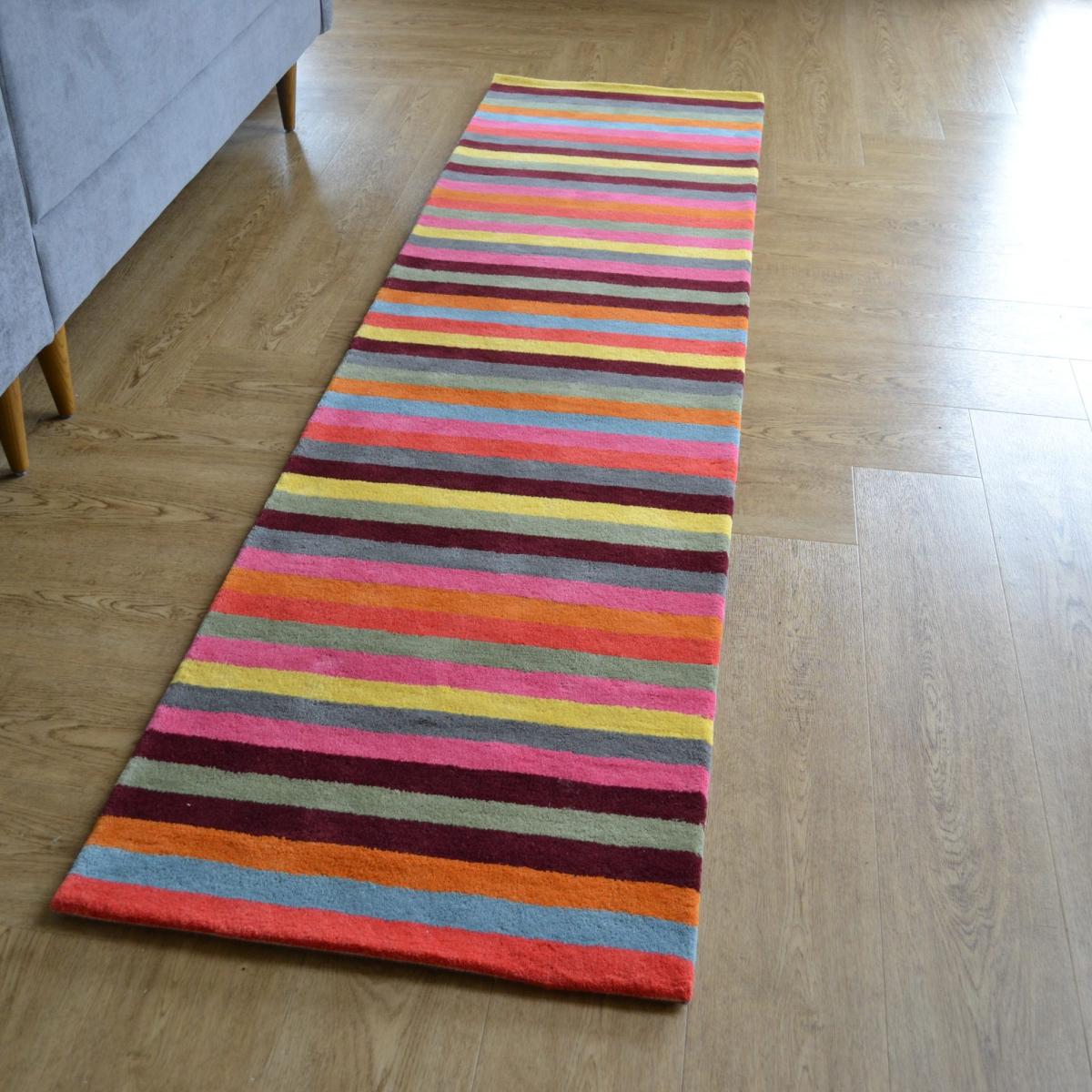 Wool Stripes Runner Rug in Light Multi 60x230cm – image 1