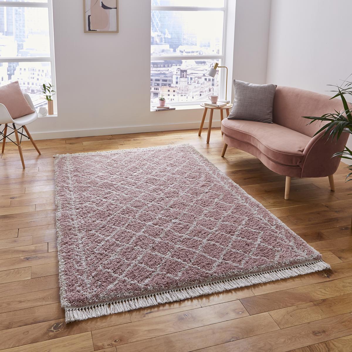 Boho 7043 Moroccan Rugs in Rose Pink 160x230cm – image 1
