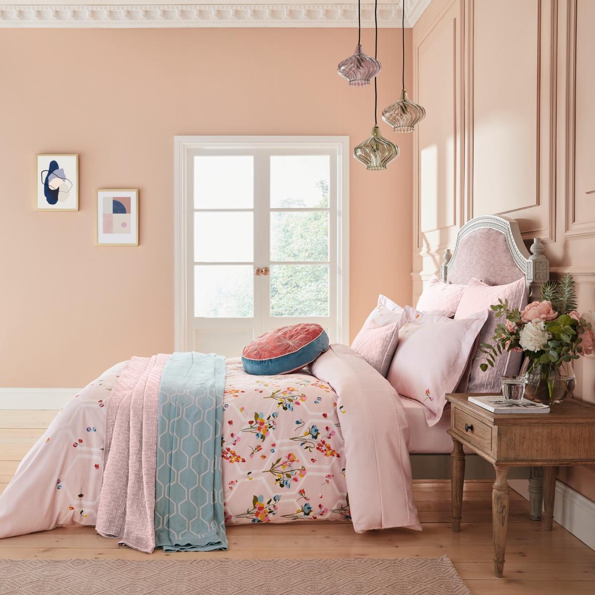 Peppermint Floral Bedding Duvet Cover and Pillowcase by Ted Baker in Soft Pink&nbsp;74x48cm – image 2
