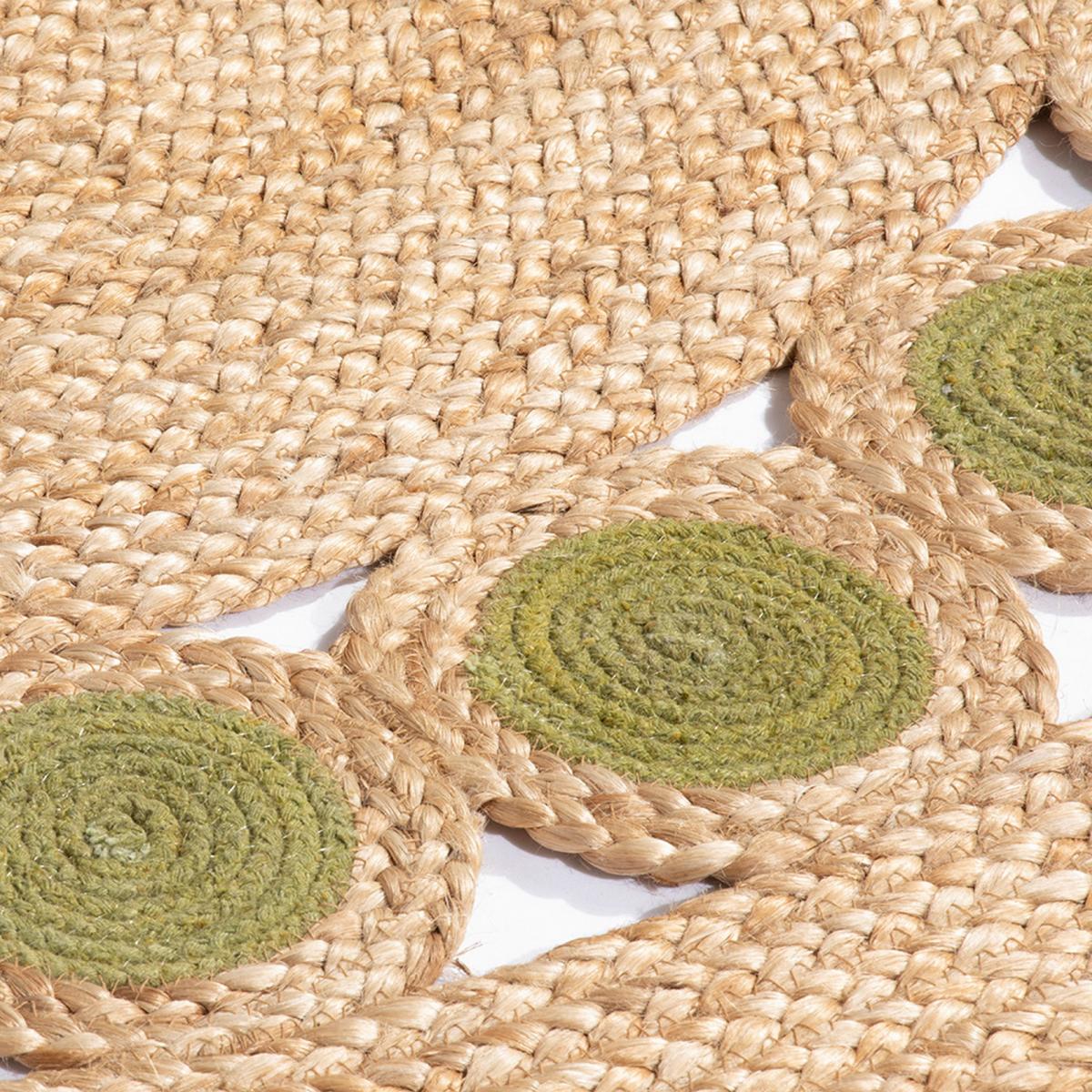 Prestwich Circular Hand Braided Jute Rug in Olive Green 140x140cm – image 2