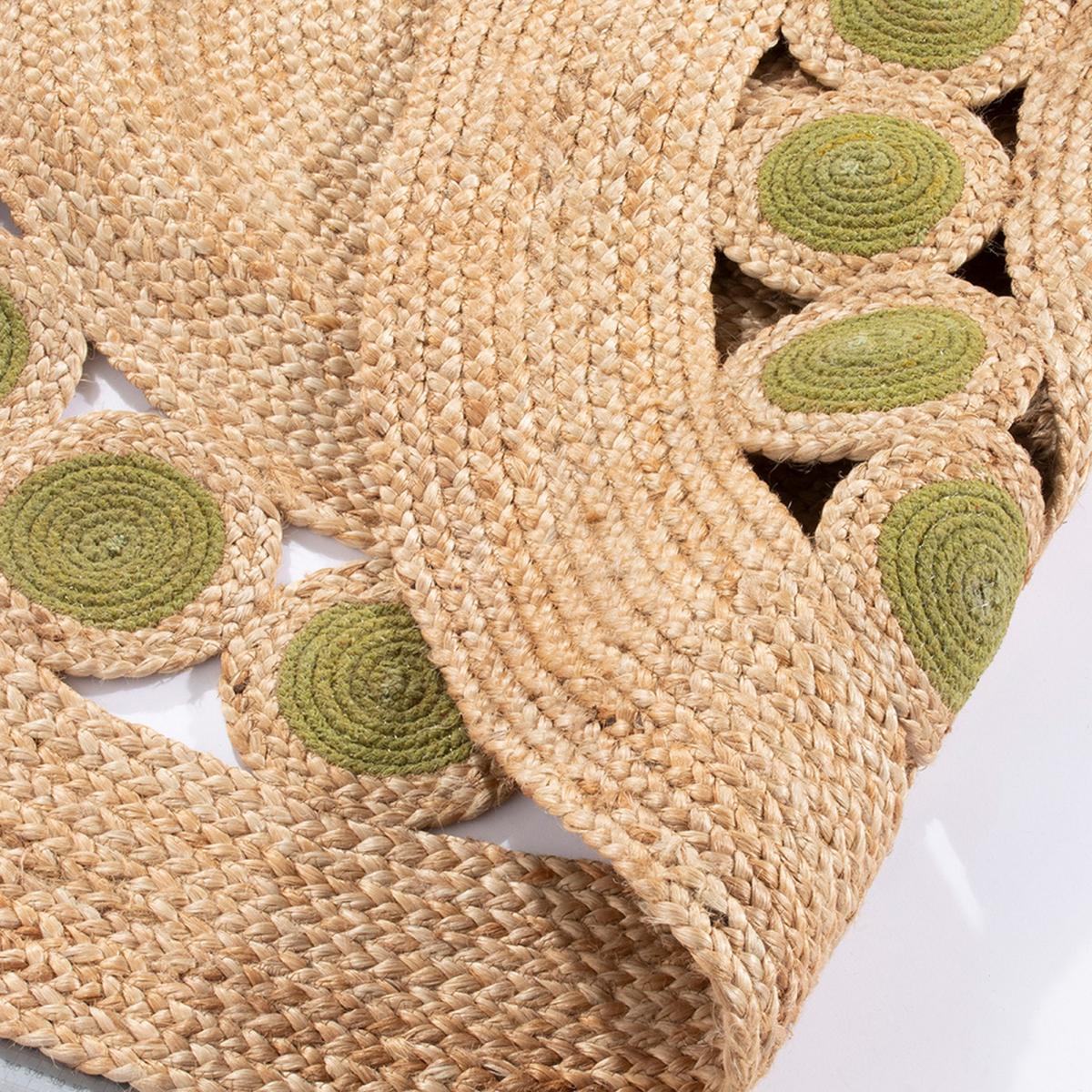 Prestwich Circular Hand Braided Jute Rug in Olive Green 140x140cm – image 3