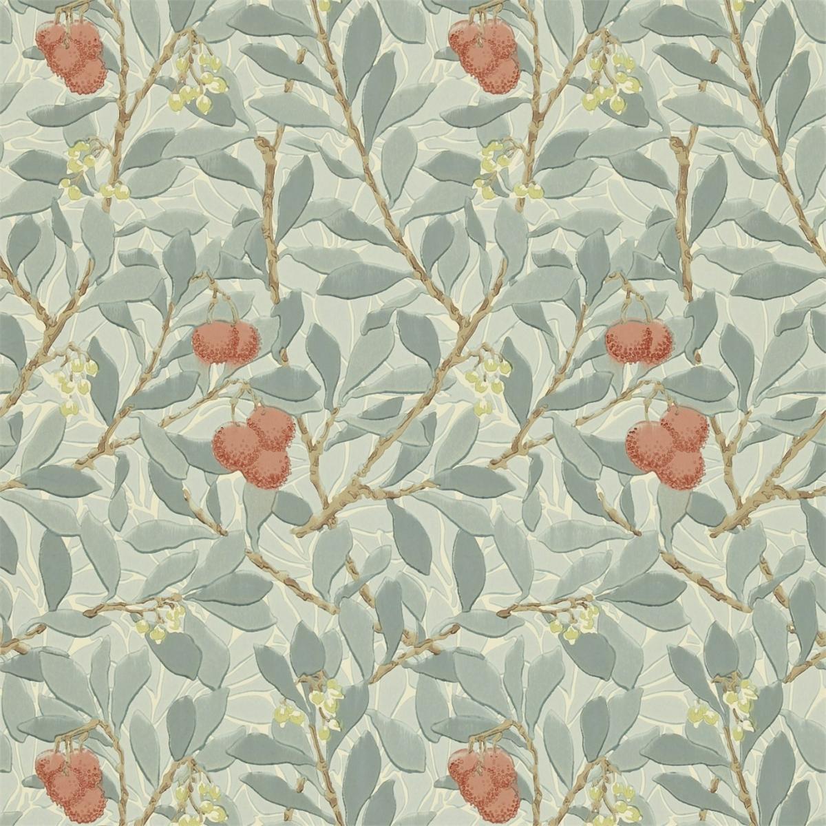 Arbutus Wallpaper 210407 by Morris & Co in Blue Pink Roll