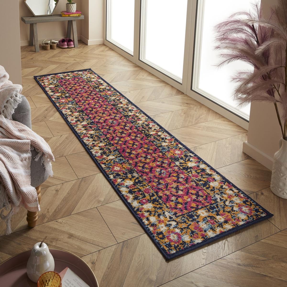 Gilbert 30 K Traditional Floral Border Runner Rugs in Multi – image 1
