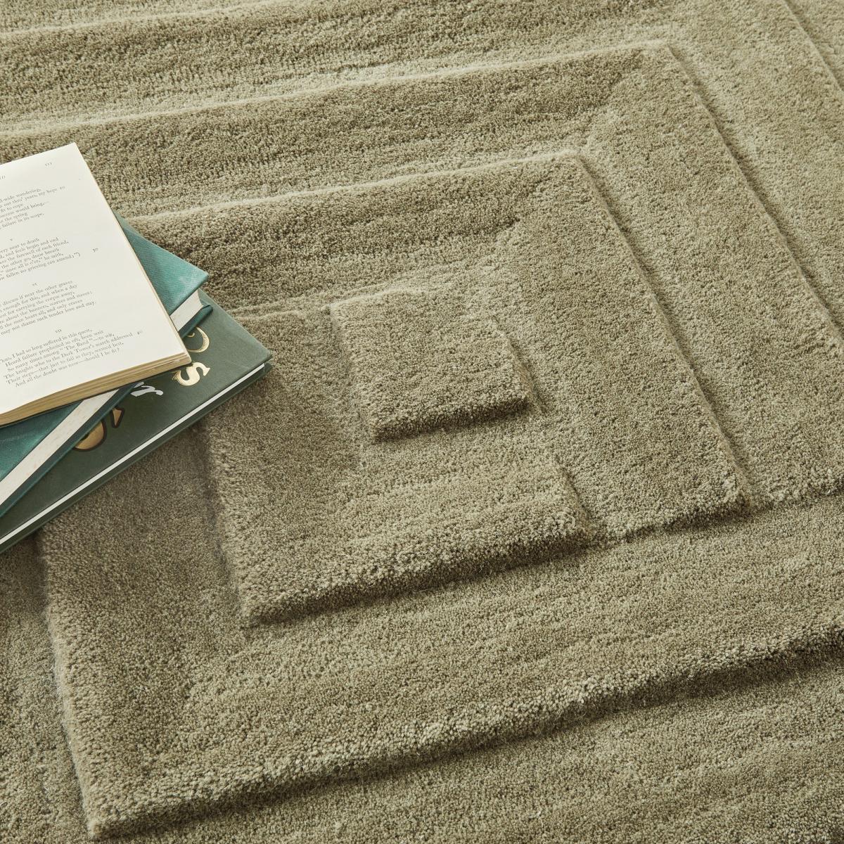 Maze Geometric Wool Rugs in Olive Green&nbsp;160x230cm – image 3