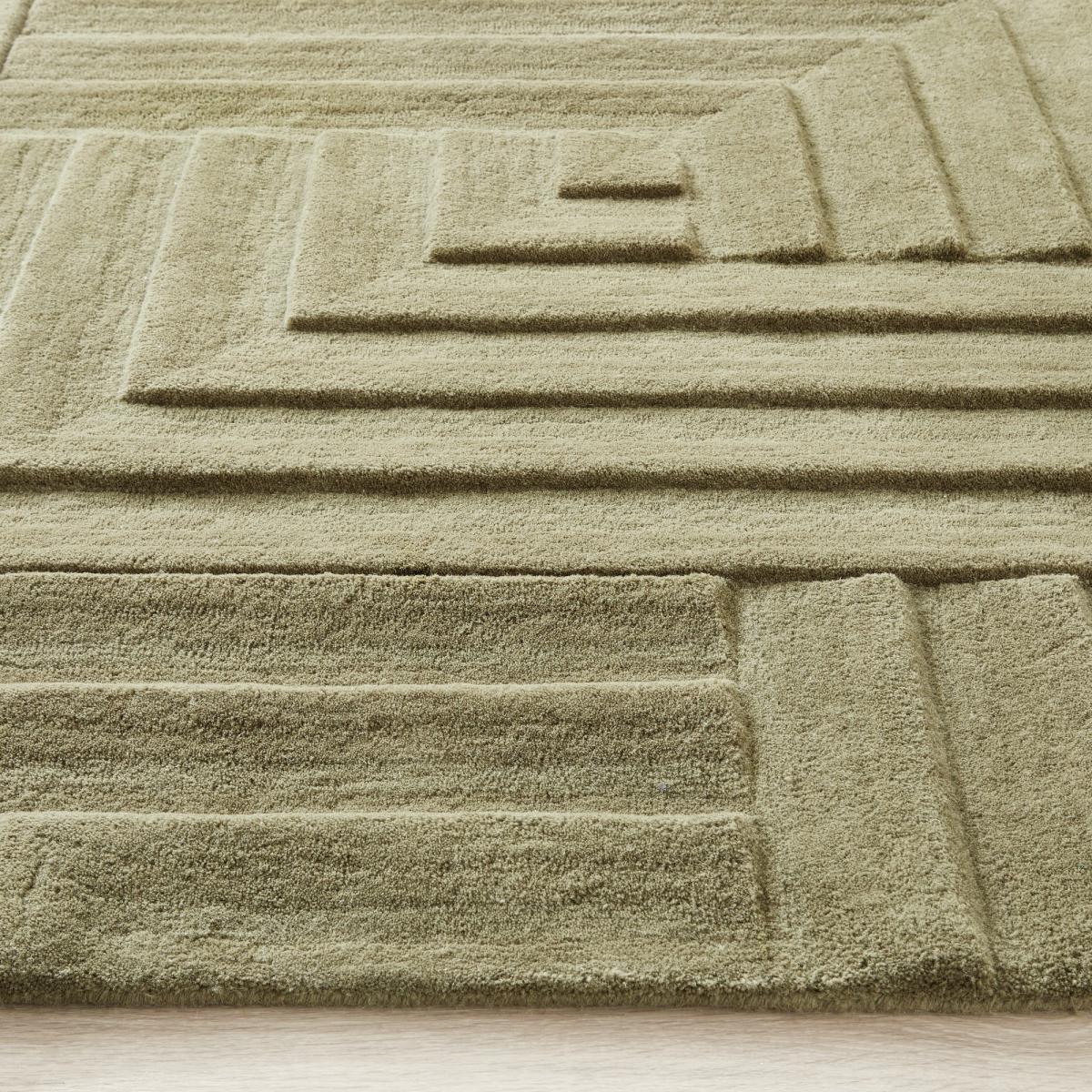 Maze Geometric Wool Rugs in Olive Green&nbsp;160x230cm – image 4