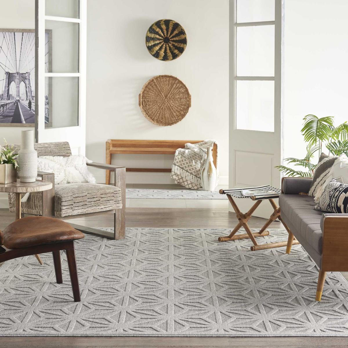 Cozumel CZM01 Indoor Outdoor Geometric Rugs in Light Grey – image 2