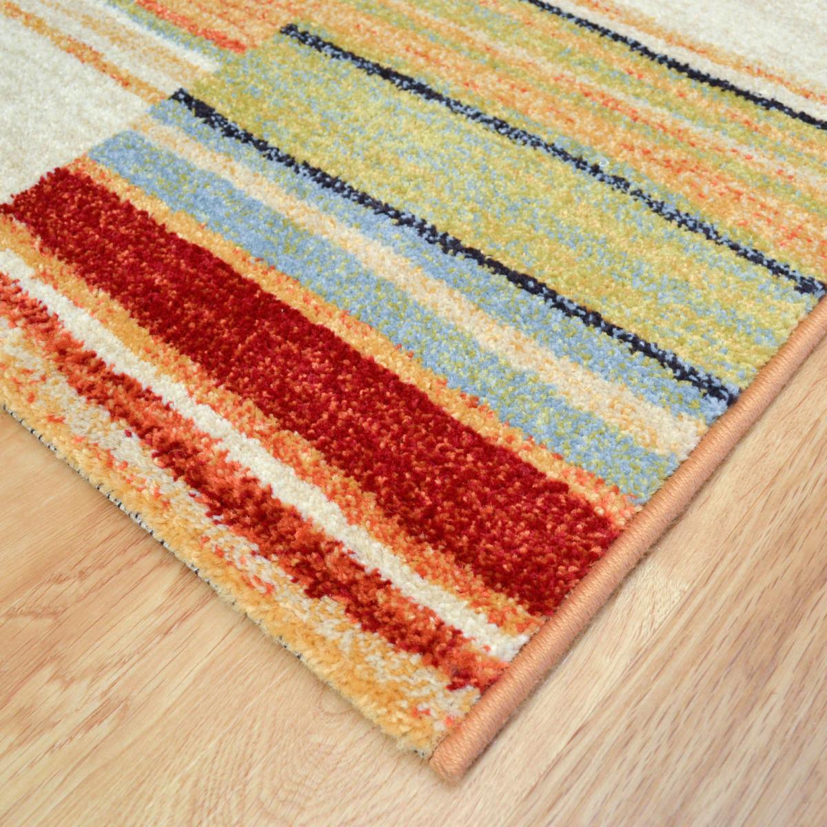 Woodstock Striped Block Rugs 32303 6372 in Beige Multi 80x150cm – image 2