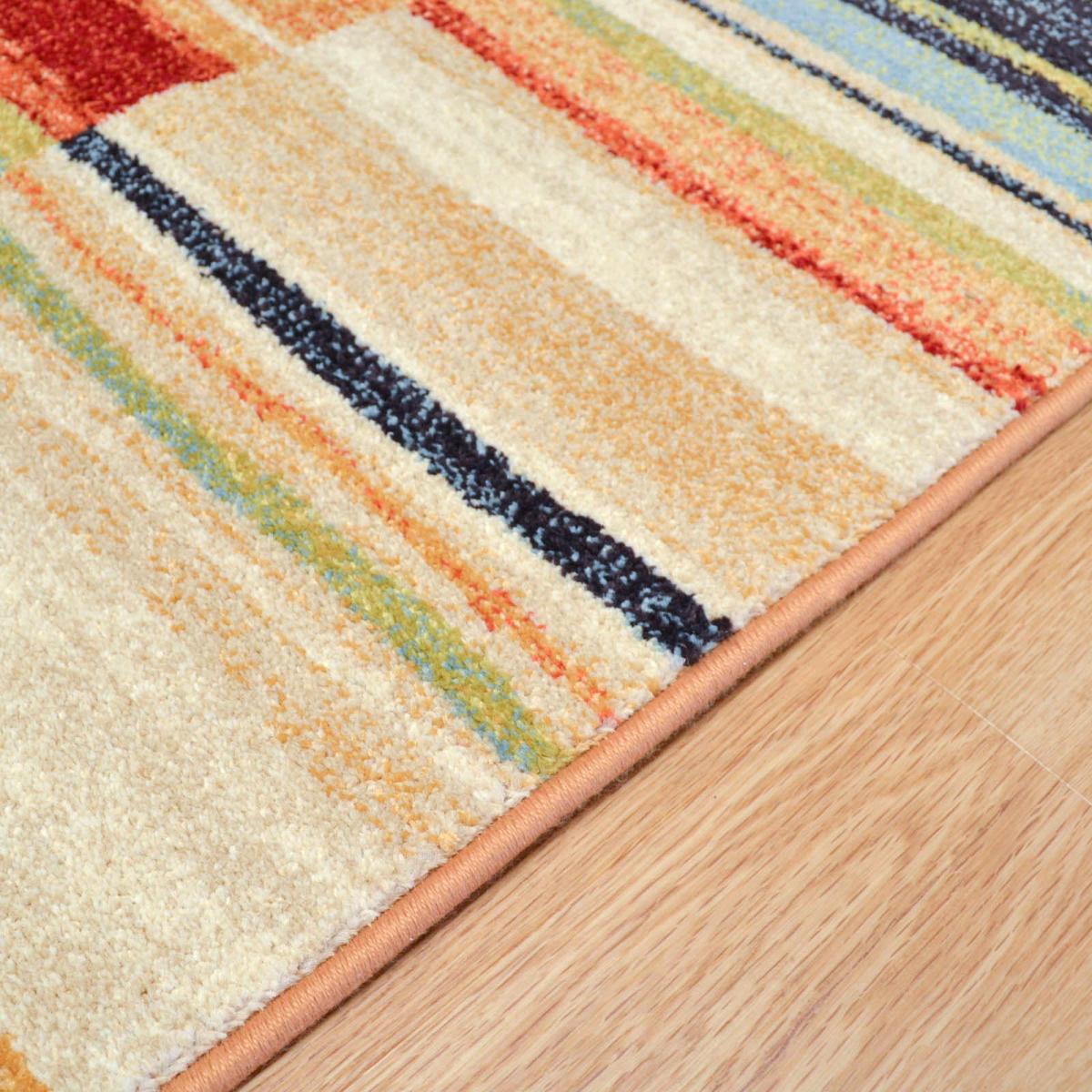 Woodstock Striped Block Rugs 32303 6372 in Beige Multi 80x150cm – image 3