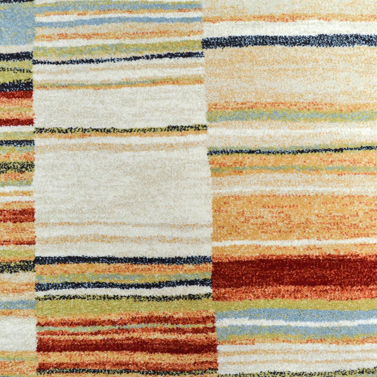 Woodstock Striped Block Rugs 32303 6372 in Beige Multi 80x150cm – image 4