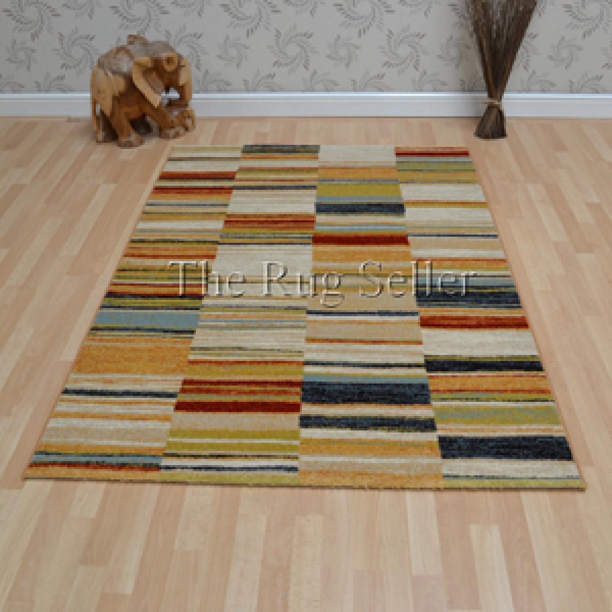 Woodstock Striped Block Rugs 32303 6372 in Beige Multi 80x150cm – image 5