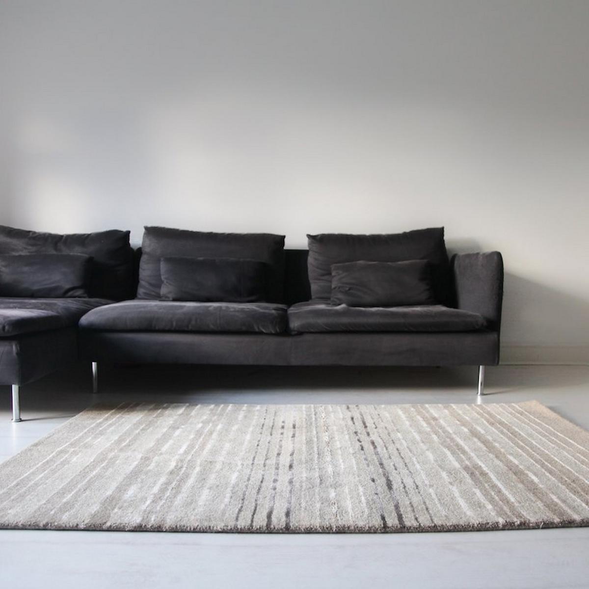 Supreme Handloom Multistripe Rugs in Silver – image 1