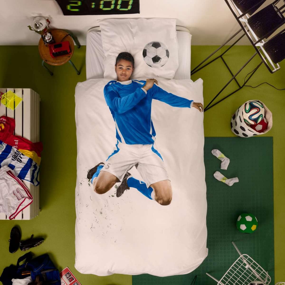 Soccer Champ Football Cotton Kids Bedding in Blue 200x200cm – image 3