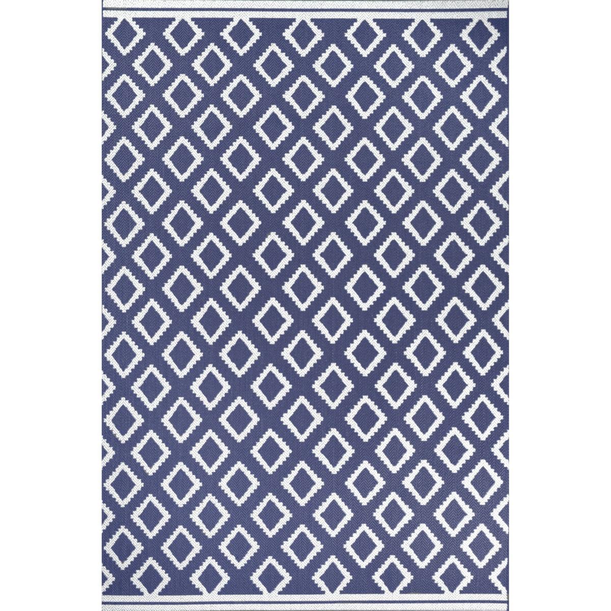 Terrace Diamond Modern Geometric Indoor Outdoor Rugs in Navy Blue80x150cm – image 2
