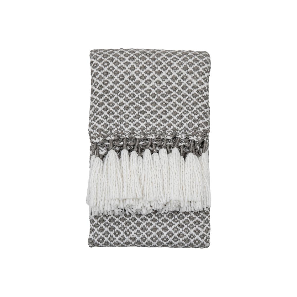 Blair Woven Tassel Throw in Grey & Cream 130x170cm – image 1