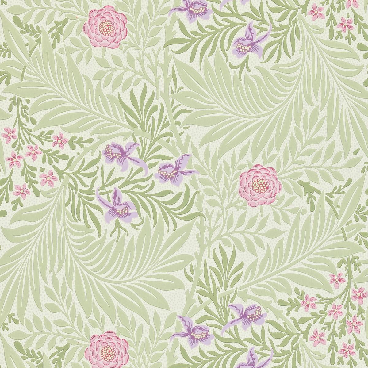 Larkspur Wallpaper 212555 by Morris & Co in Olive Lilac Roll