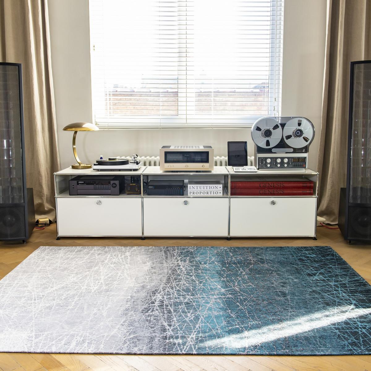 Louis De Poortere Modern Abstract Mad Men Fahrenheit Rug 8877 Polar Vortex 80x150cm – image 2