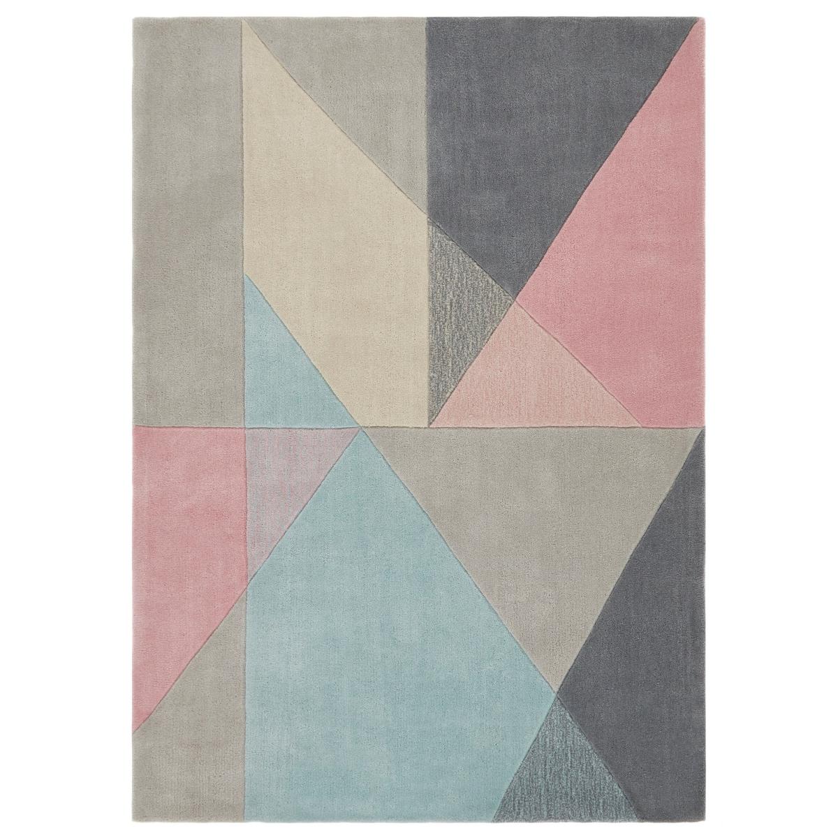 Trio Modern Geometric Triangle Rugs in Pink & Grey 80x150cm – image 3