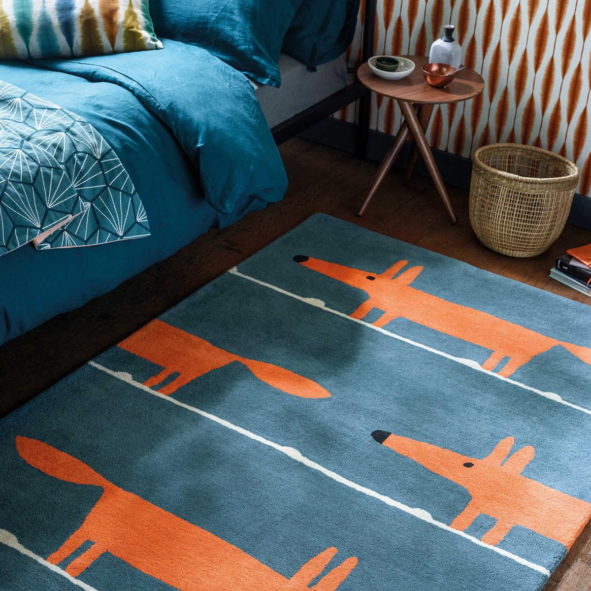 Scion Mr Fox Wool Rugs 25318 in Denim Blue120x120cm – image 1
