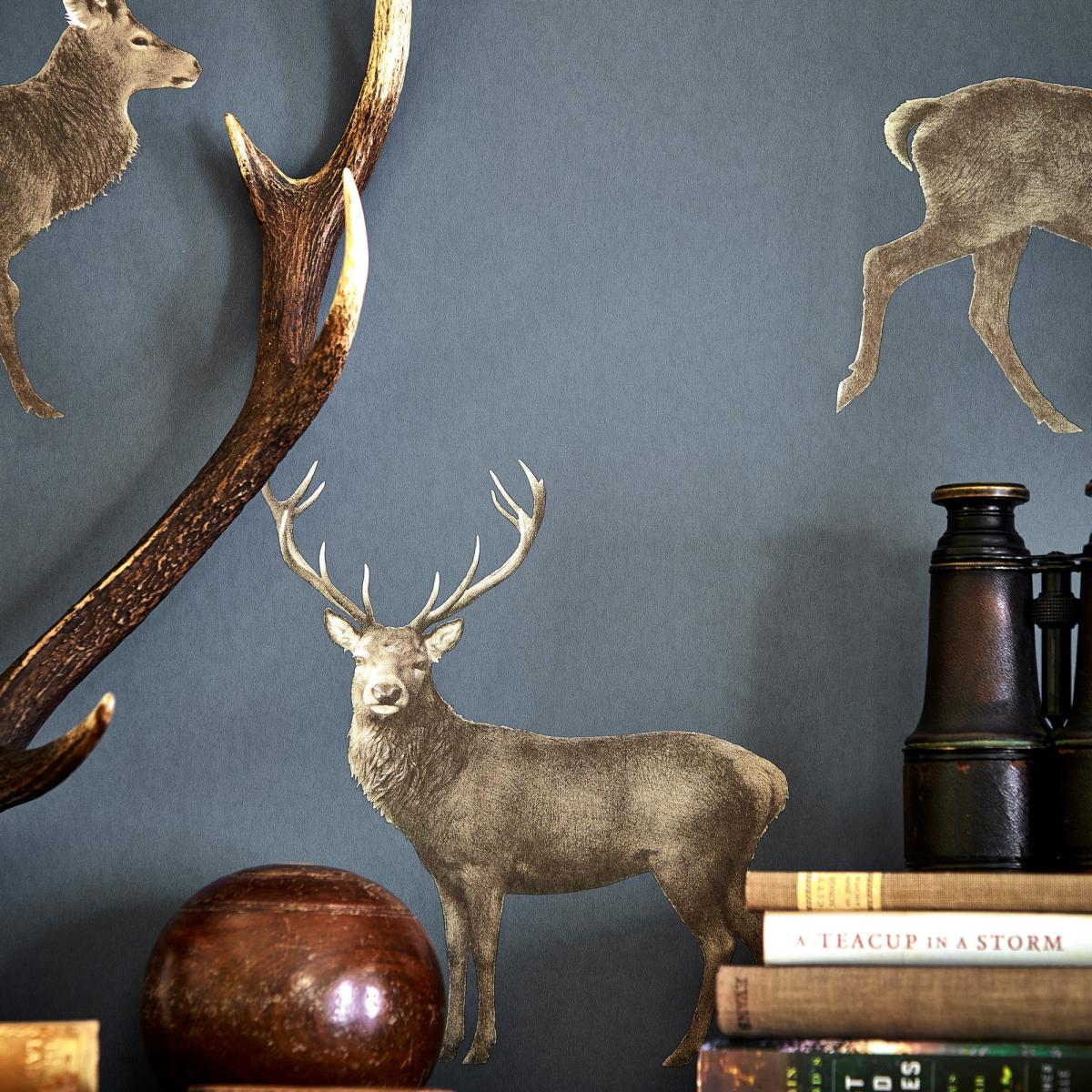 Evesham Deer Wallpaper 216620 by Sanderson in Indigo Blue Roll – image 2